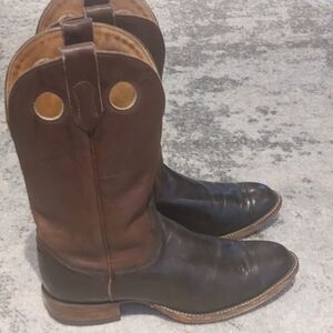 Men's Brown Leather Western Pull-On Boots